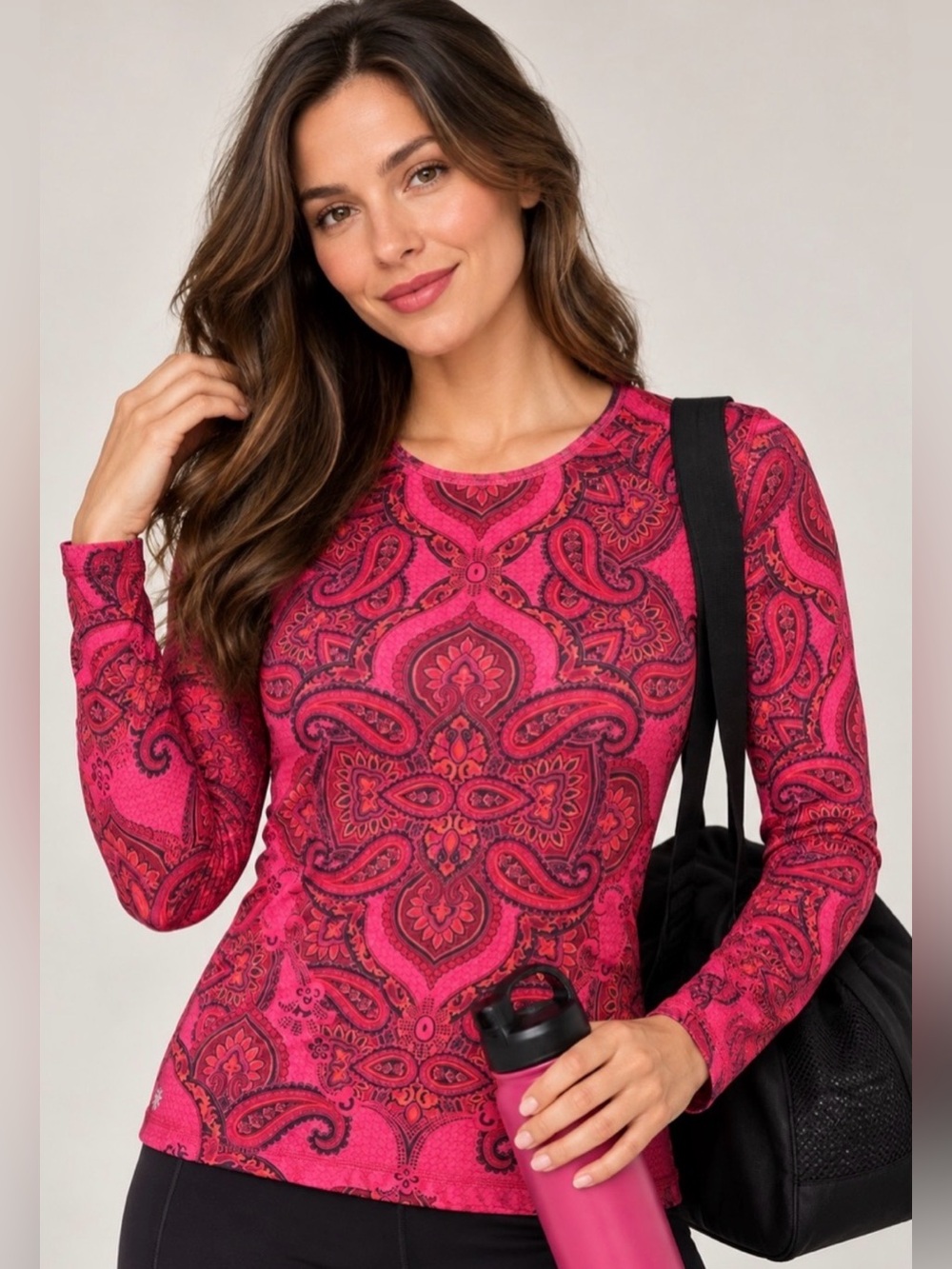 Athleta Sierra Nevada Vivid Paisley Silky Cozy Performance Top - XL